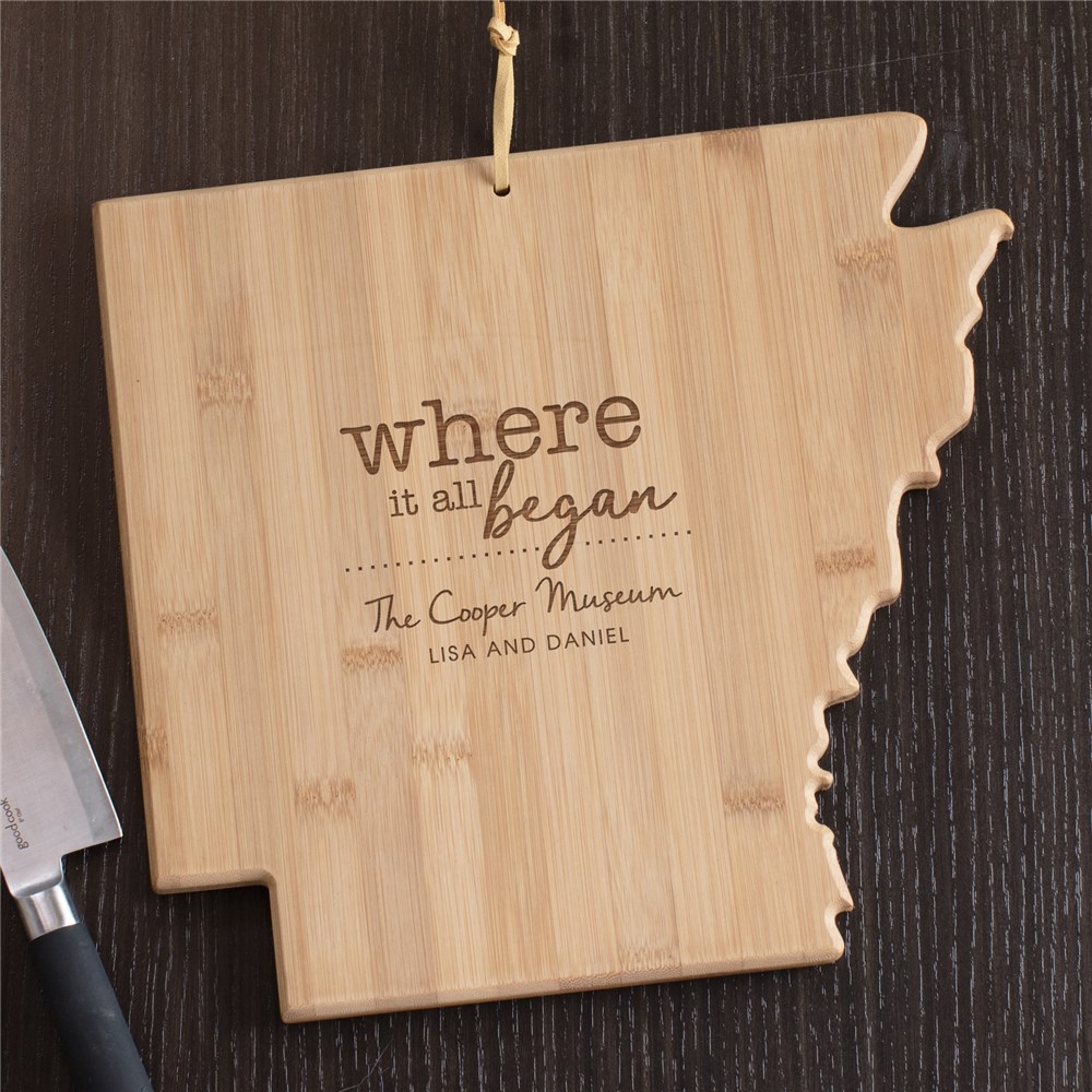 Engraved Where It All Began Arkansas State Cutting Board | Personalized Cutting Boards