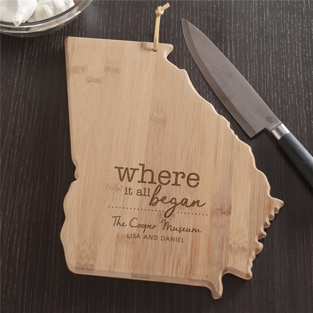 Engraved Where It All Began Georgia State Cutting Board | Personalized Cutting Boards