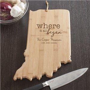 Engraved Where It All Began Indiana State Cutting Board | Personalized Cutting Boards