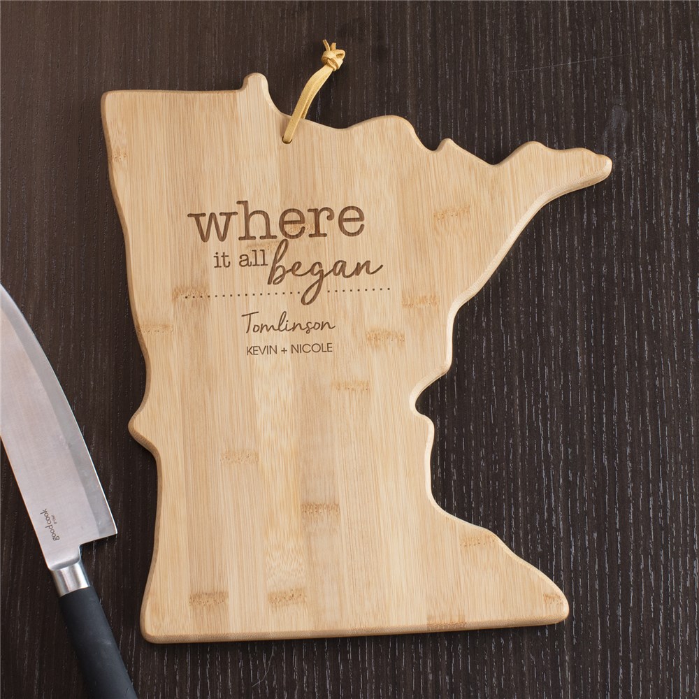 Engraved Where It All Began Minnesota State Cutting Board | Personalized Cutting Boards