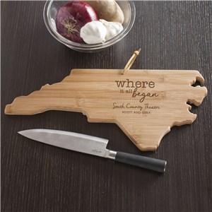 Engraved Where It All Began North Carolina State Cutting Board | Personalized Cutting Boards