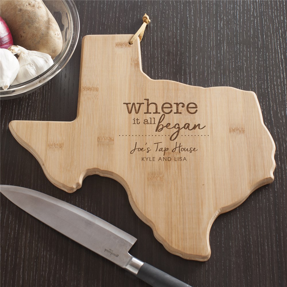 Engraved Where It All Began Texas Cutting Board | Personalized Cutting Boards