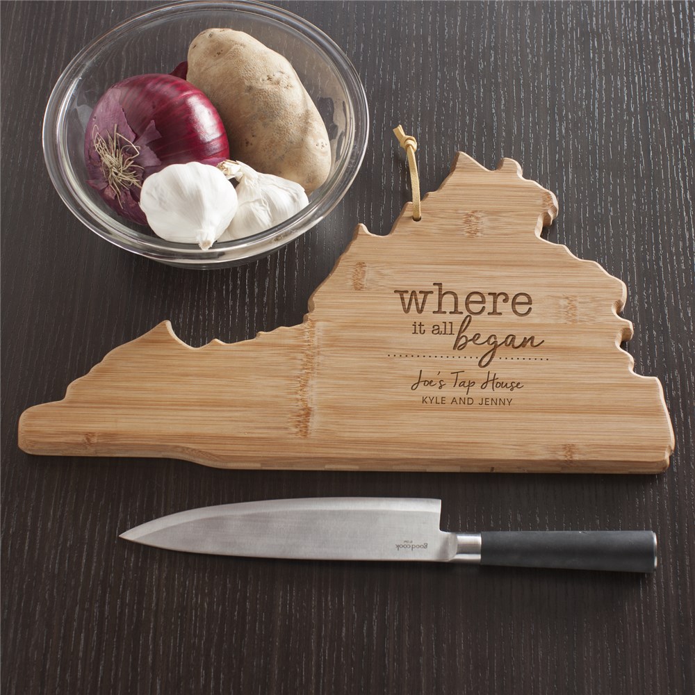 Engraved Where It All Began Virginia State Cutting Board | Personalized Cutting Boards