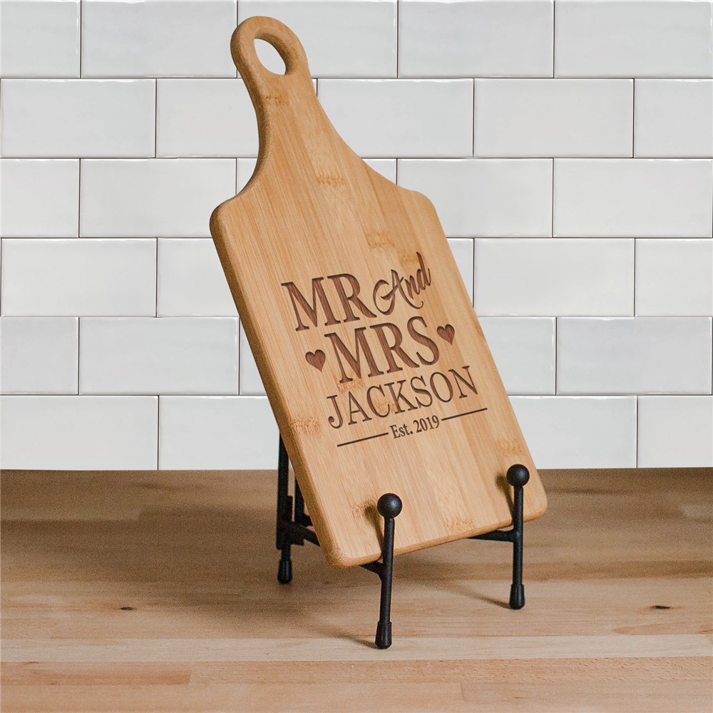 Engraved Mr & Mrs Paddle Cutting Board L11031188
