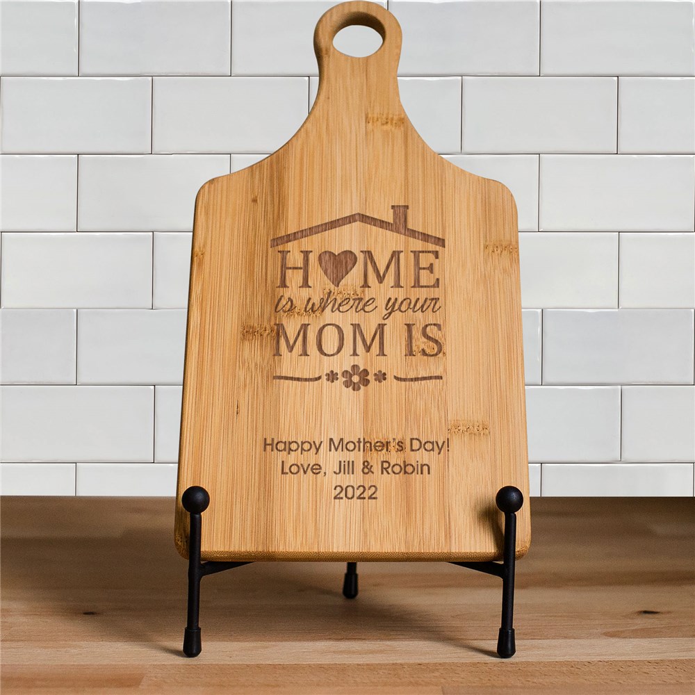 Engraved Home is Where Your Mom is Paddle Cutting Board | Mother's Day Gifts