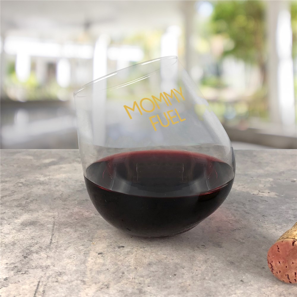 Personalized Mommy Fuel Tipsy Wine Glass