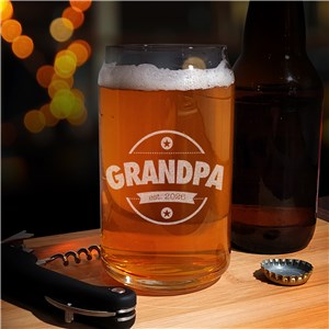 Engraved grandpa beer Can Glass | Bar Gifts for Dad