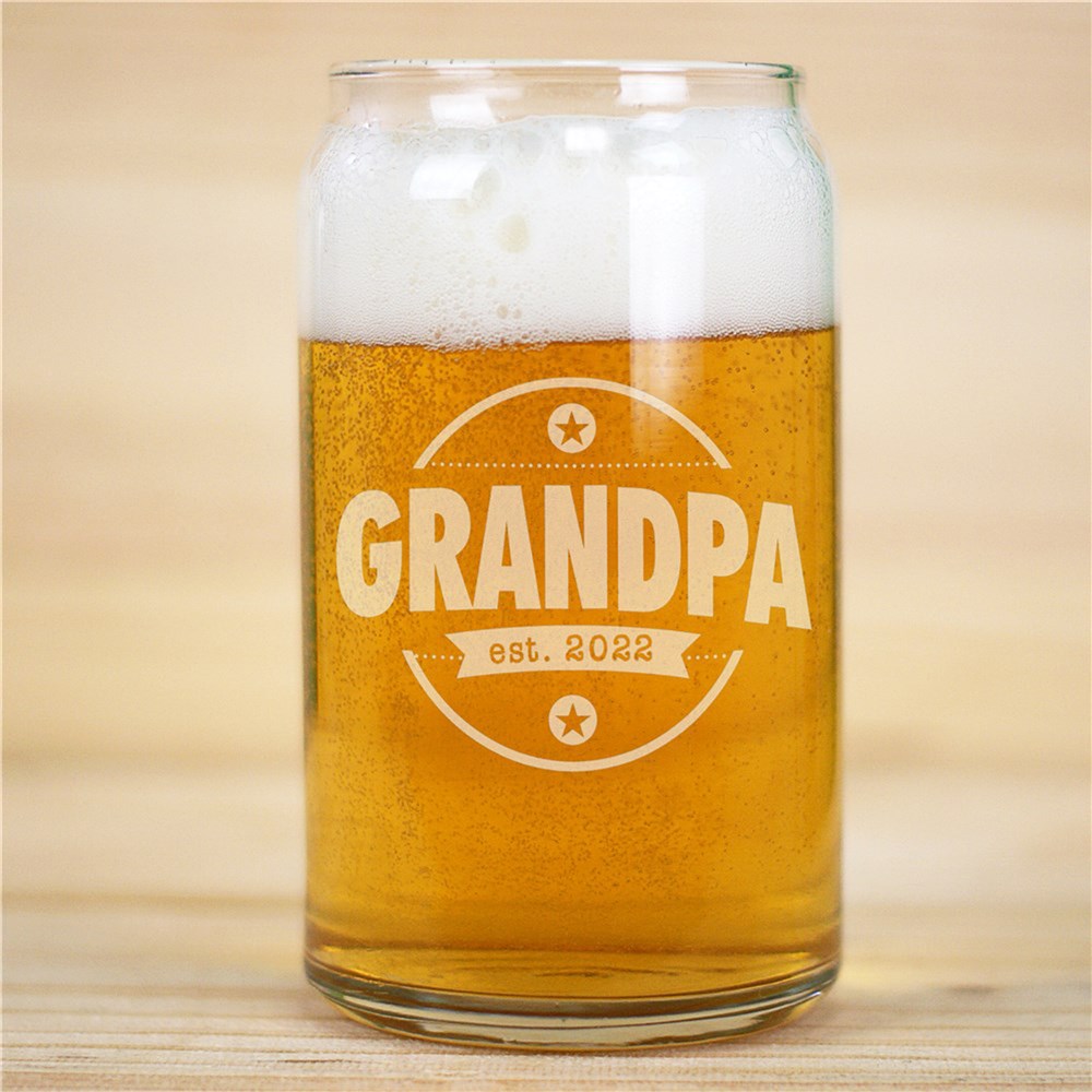 Engraved grandpa beer Can Glass | Bar Gifts for Dad