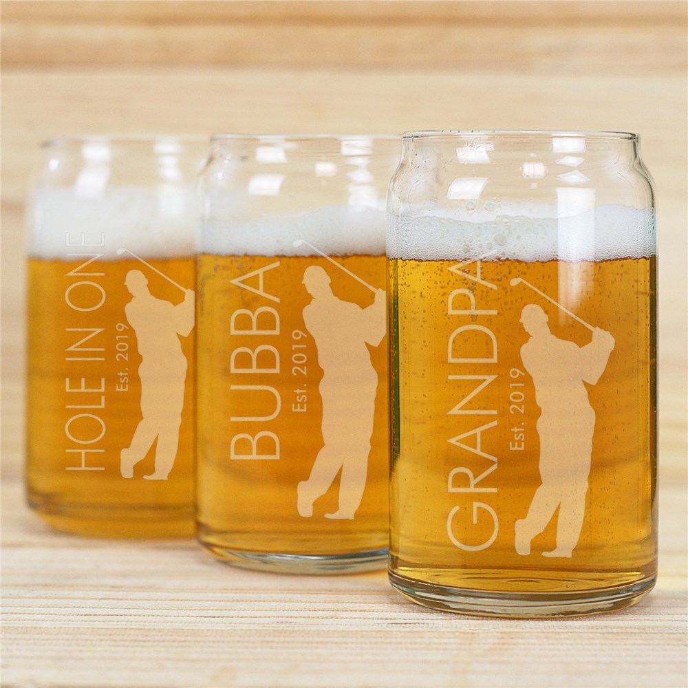 Engraved Golfer Beer Can Glass GiftsForYouNow