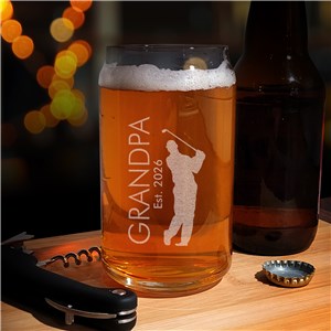 Engraved Golfer Beer Can Glass | Golfing Gifts