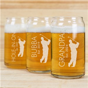 Engraved Golfer Beer Can Glass | Golfing Gifts