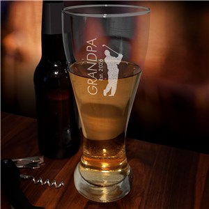 Engraved Golfer Large Pilsner Glass