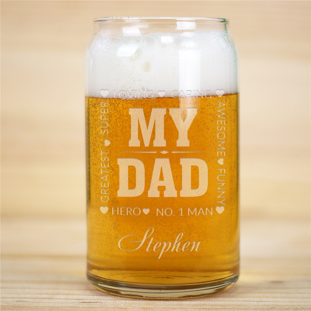 Engraved My Hero Beer Can Glass | Personalized Barware Gifts