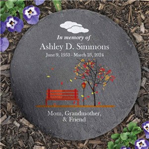 Personalized Empty Bench Memorial Round Slate Stone L11764414UV
