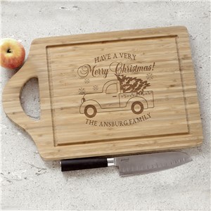 Engraved Merry Christmas Vintage Truck Cutting Board | Personalized Cutting Boards