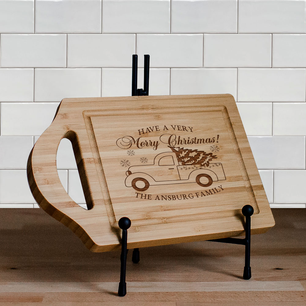 Engraved Merry Christmas Vintage Truck Cutting Board | Personalized Cutting Boards