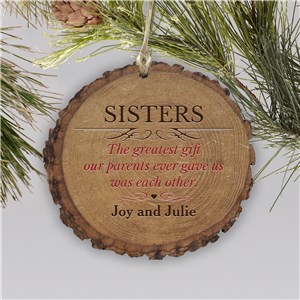 Personalized Greatest Gift Wood Ornament | Personalized Sisters Ornaments
