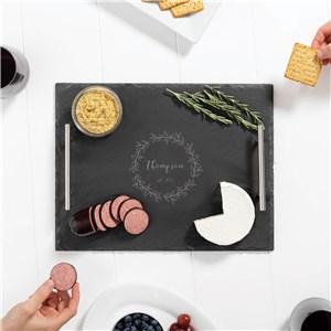 Engraved Family Name Wreath Slate Tray L12031354