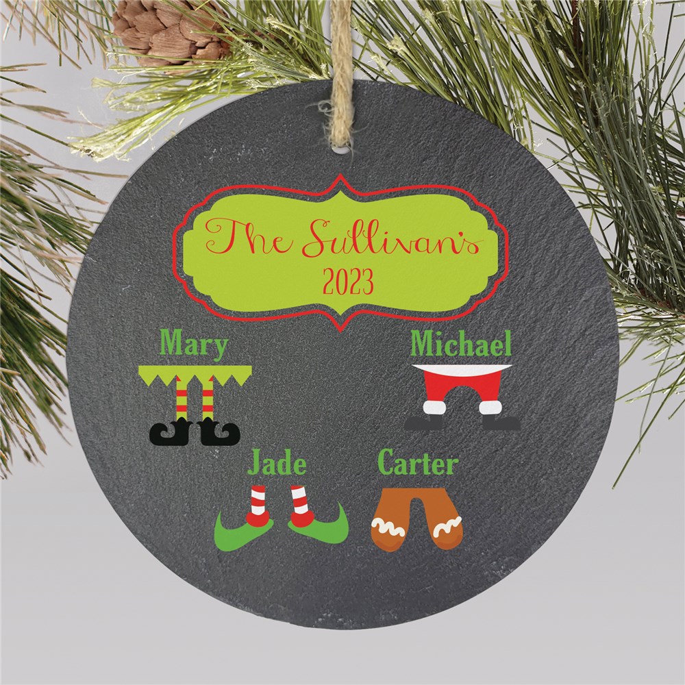 Personalized Christmas Character Legs Slate Ornament L12040412
