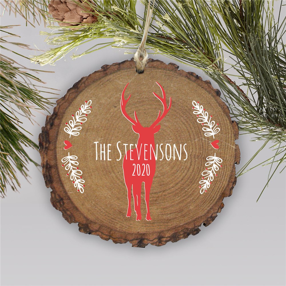 Personalized Holiday Deer Wood Ornament | GiftsForYouNow
