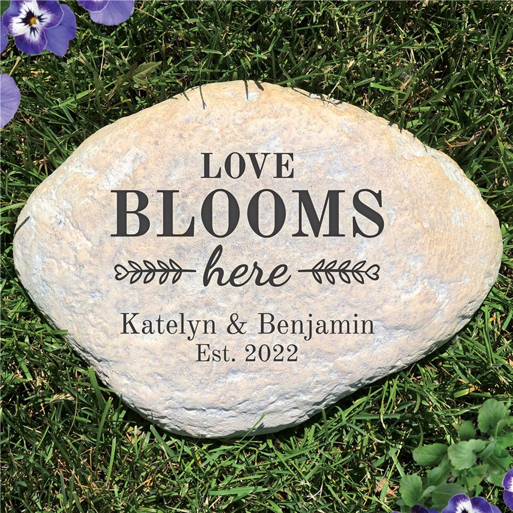 Engraved Love Blooms Here Large Garden Stone | Engraved Garden Stones