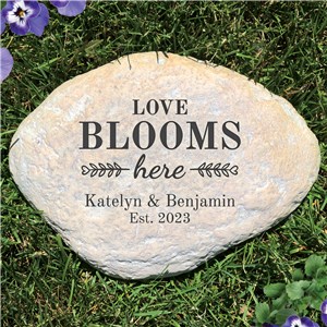 Engraved Love Blooms Here Large Garden Stone | Engraved Garden Stones