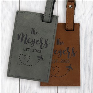 Engraved Airplane Heart Leatherette Luggage Tag 