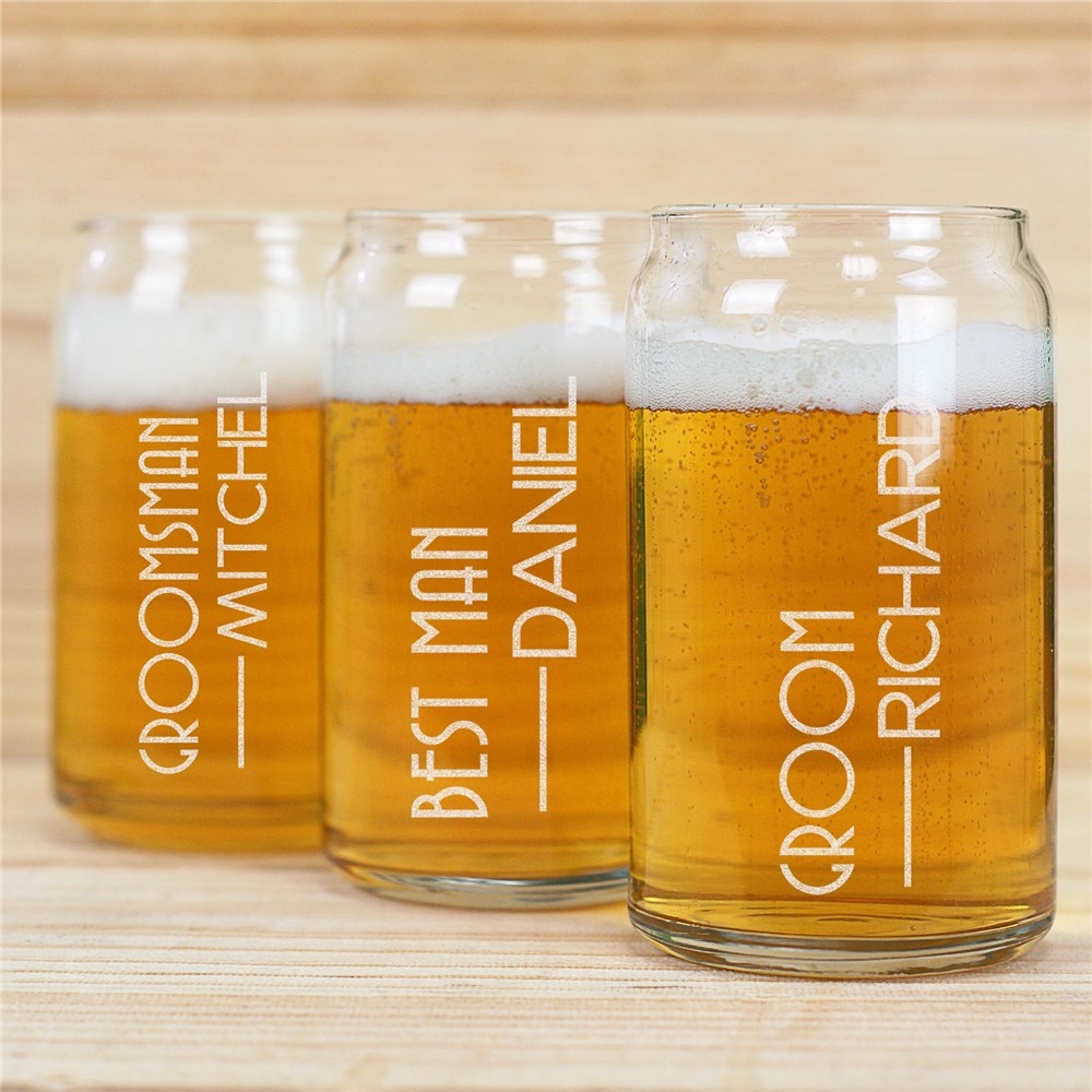 Engraved Groomsmen Beer Can Glass | Personalized Groomsmen Beer Glasseses