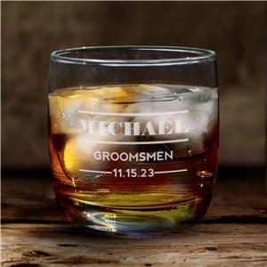 L12685196N Engraved Wedding Party Whiskey Rocks Glass