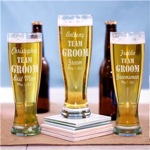 Engraved Wedding Party Team Pilsner Glass | Groomsmen Beer Glasses