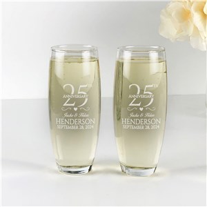 Engraved Anniversary Flutes | Personalized Anniversary Party Glassware