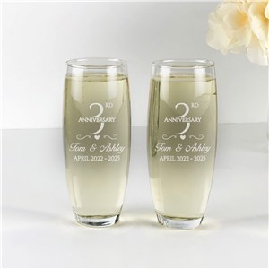 Engraved Anniversary Flutes | Personalized Anniversary Party Glassware
