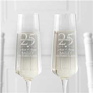 Engraved Wedding Anniversary Champagne Estate Glasses Set 