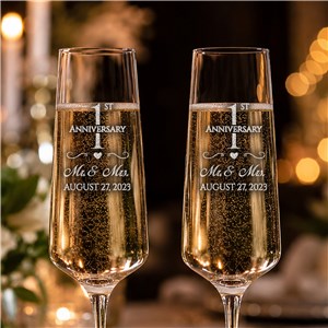 Engraved Wedding Anniversary Champagne Estate Glasses Set 