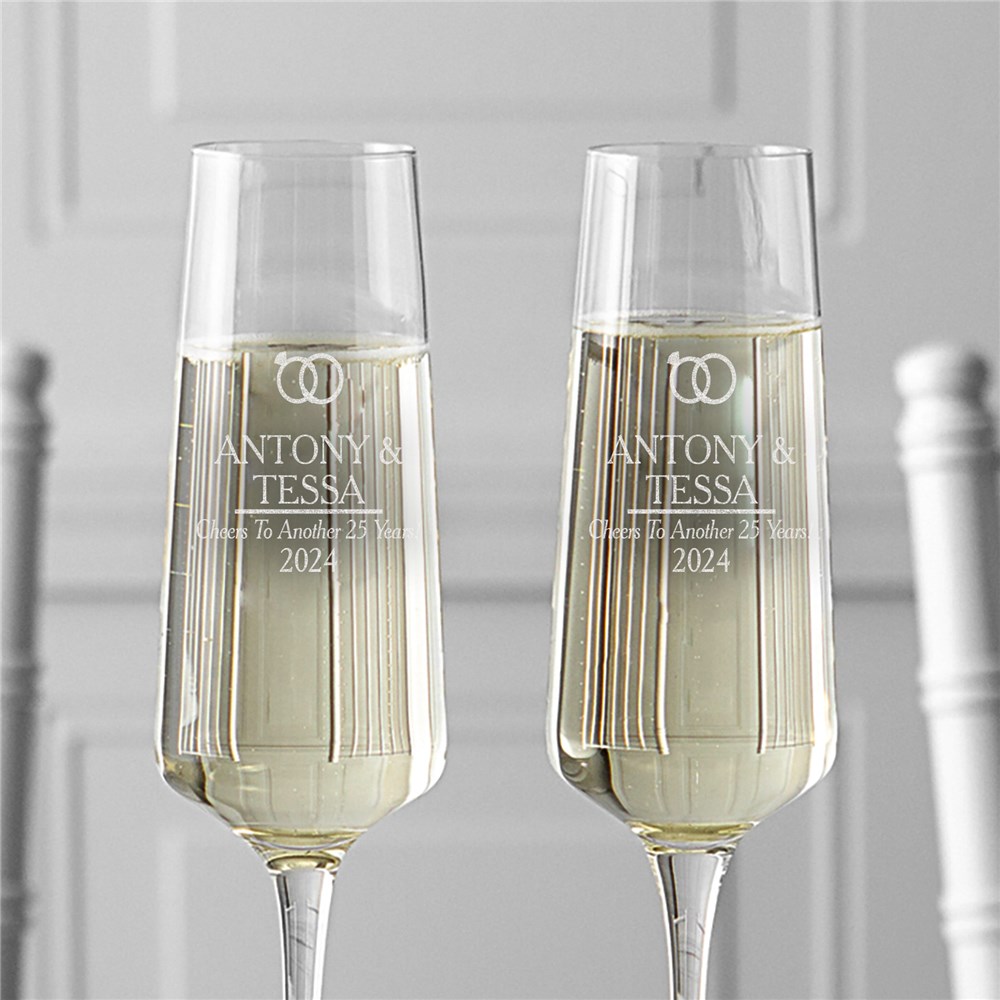 Wedding Champagne Glasses For Bride & Groom - Elegant White Lace Etched Flutes For Wedding Toasts