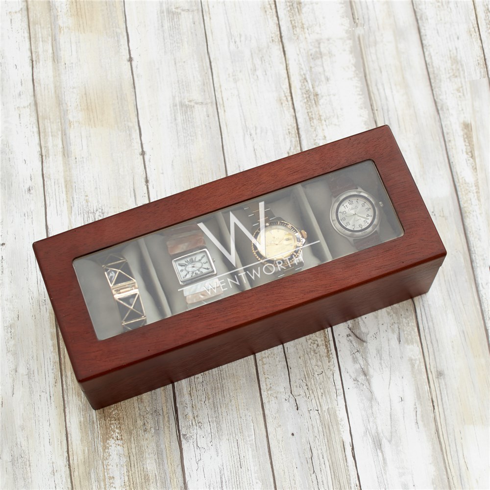 Engraved Initial and Last Name Watch Box | Personalized Watch Box