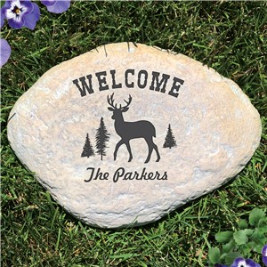 Engraved Deer Welcome Garden Stone | Personalized Garden Stones