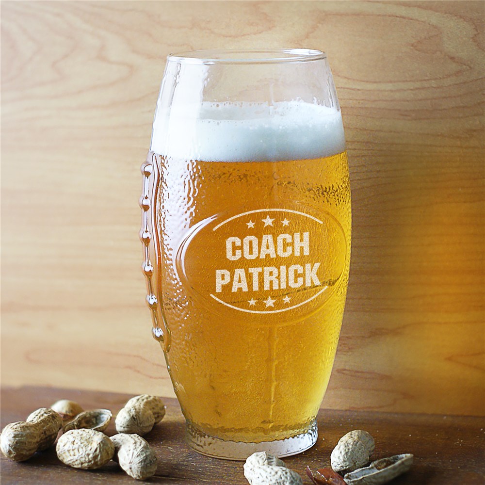 Engraved Dad Glass Football Tumbler | Personalized Football Beer Glass