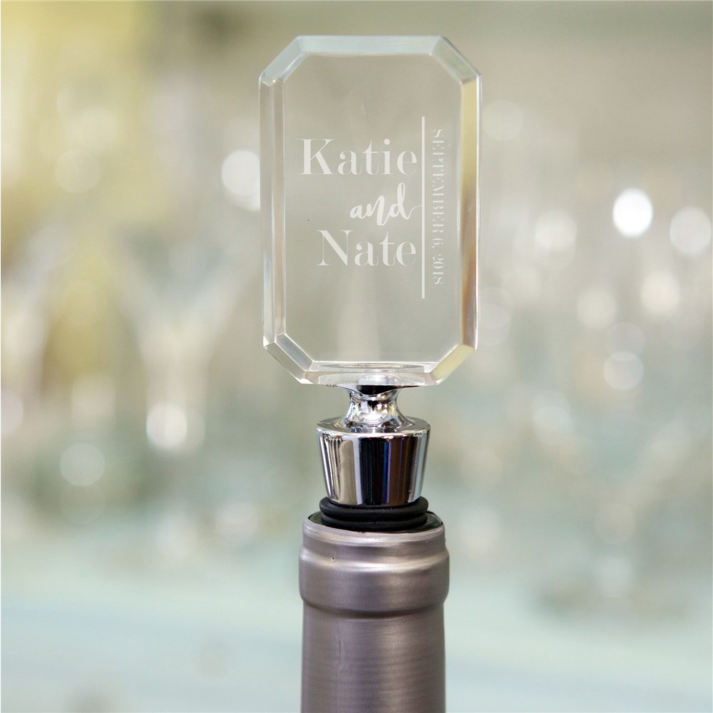 Personalized Couples Acrylic Bottle Stopper | Wine Stopper Wedding Favor