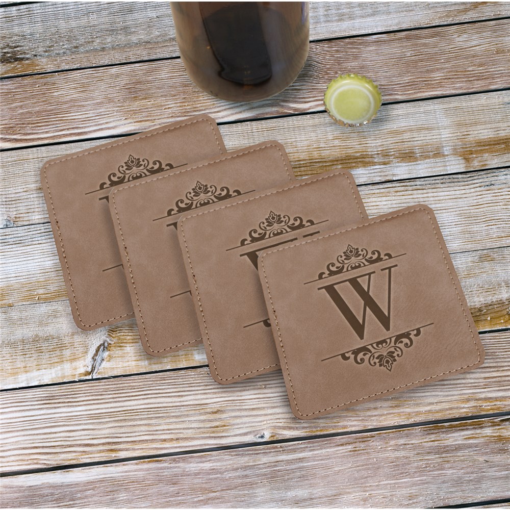Personalized Initial Leather Coasters | Personalized Coasters