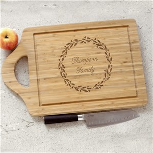 Engraved Wreath Family Name Cutting Board | Personalized Cutting Boards