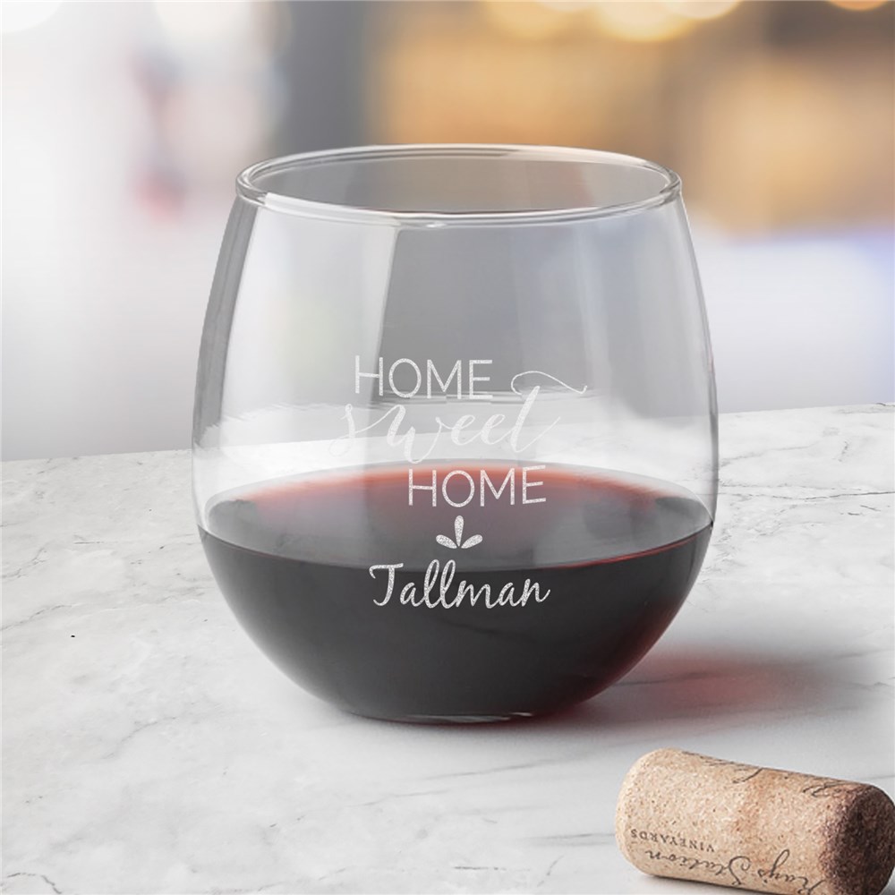 	Engraved Home Sweet Home Stemless Red Wine Glass L13361345