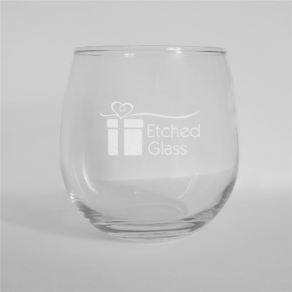 Engraved Partial Wreath with Family Name Stemless Red Wine Glass L13415345