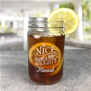 Engraved Nice With A Little Naughty Small Mason Jar L13535347