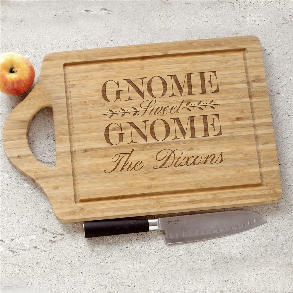 Gnome Sweet Gnome Engraved Cutting Board | Personalized Cutting Boards