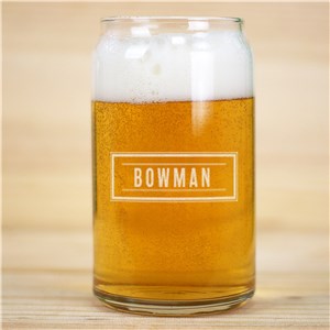 Engraved Name with Border Beer Can Glass L13564118
