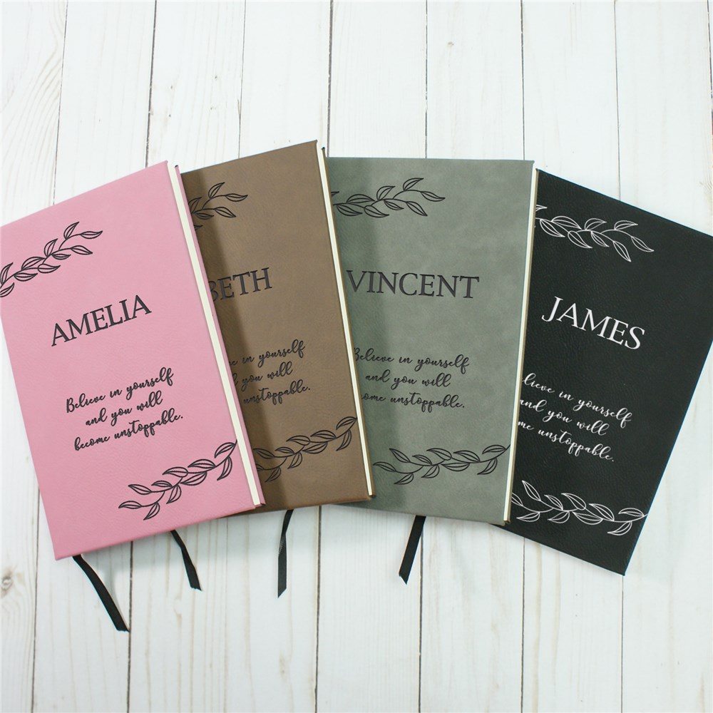 Personalized Leaves with Sentiment Leather Journal | Gifts For Writers