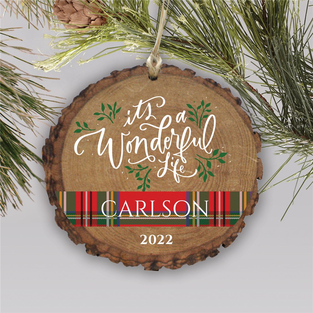 Its A Wonderful Life Round Barky Personalized Ornament | Rustic Christmas Ornaments