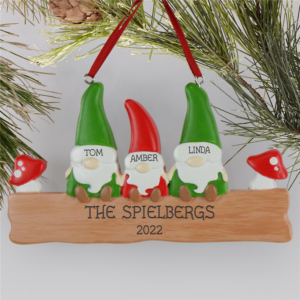 Personalized Gnomes Family Christmas Ornament