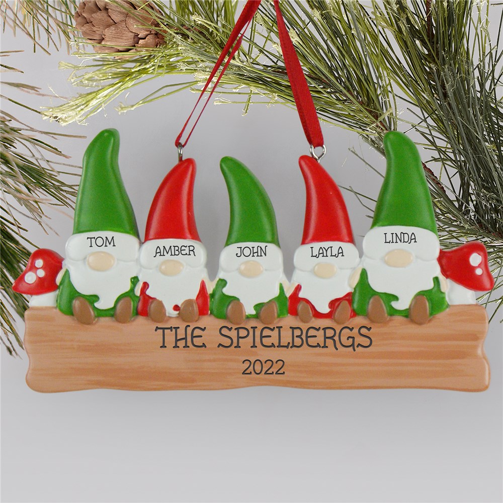 Personalized Gnomes Family Christmas Ornament